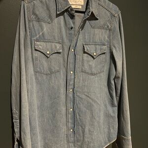 Imogene + Willie Leah Blue Casual Pearl Snap denim Shirt